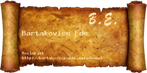 Bartakovics Ede névjegykártya
